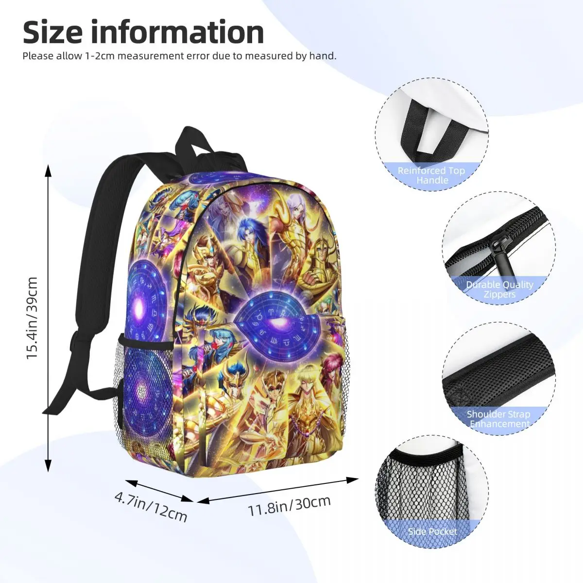 Knights Of The Zodiac Backpack Student Boys Girls BookBag Men Women School Bag Computer Shoulder Bags