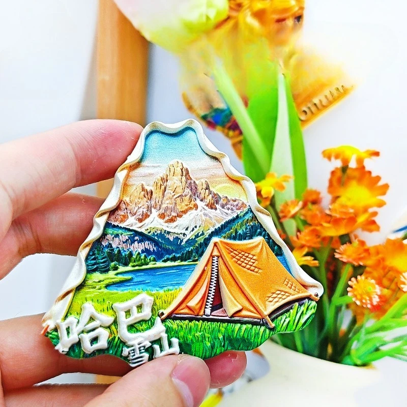 Haba Tent Fridge Magnet - Wild 3D Alpine Souvenir Unique Yunnan Travel Gift for Outdoor & Nature Decor