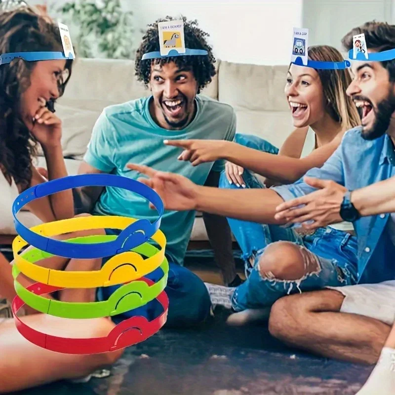 

8-piece Set of "Guess Who I Am" Adjustable Headband with Card Slot Design, Suitable for Family Gatherings and Role-playing