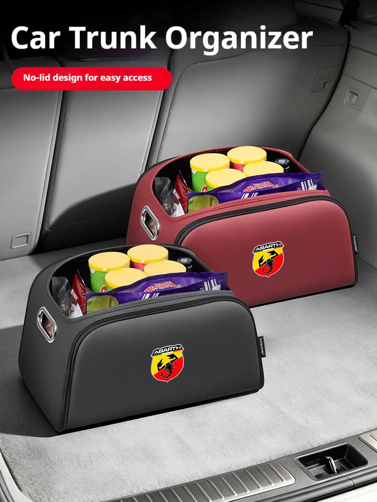 Car Trunk Organizer Box Storage Bag with Built-in Pocket Leather Material Waterproof Anti For FIAT Abarth 500 Panda Strada Punto