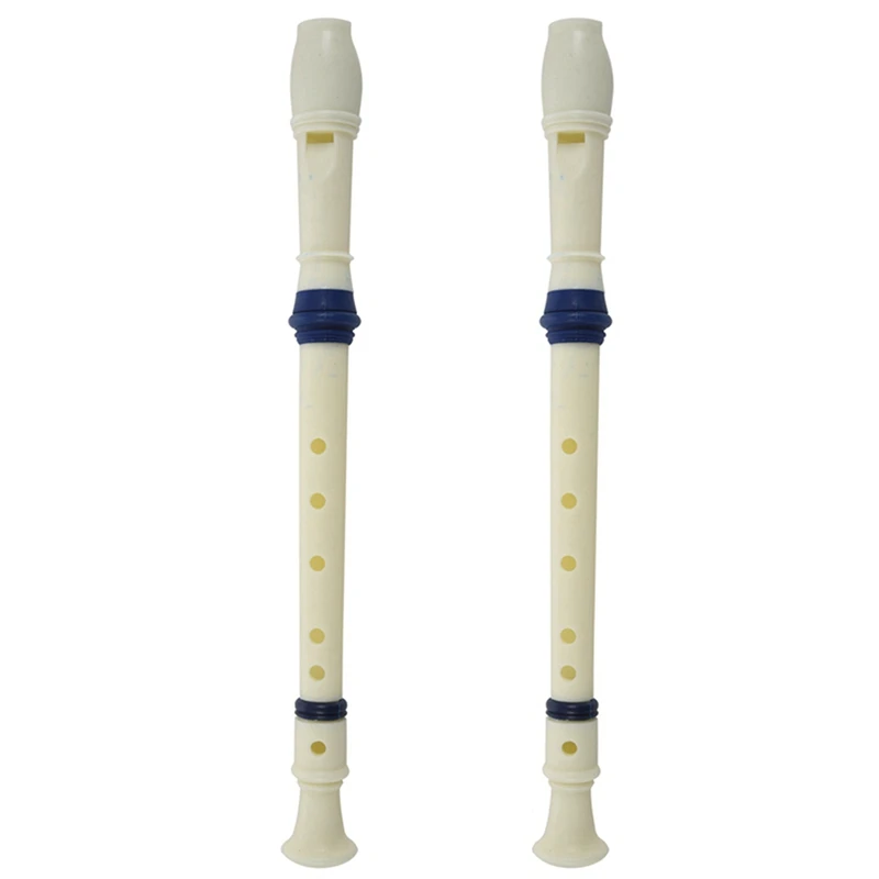 

2X Music Instrument 6 Holes Soprano Flute Recorder White Blue