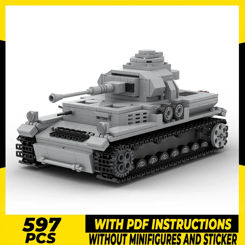 Modelo de tanque militar Moc, bloques de construcción, Panzerkampfwagen IV, tecnología Modular, regalos, juguetes de Navidad, conjuntos de bricolaje, montaje