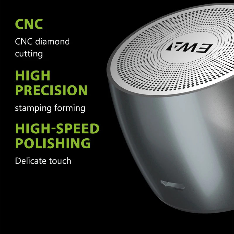 EWA A103 مضخم صوت معدني لاسلكي RGB LED إضاءة IPX5 مقاوم للماء 3 واط اتصال USB بطارية ذكية للحد من الضوضاء