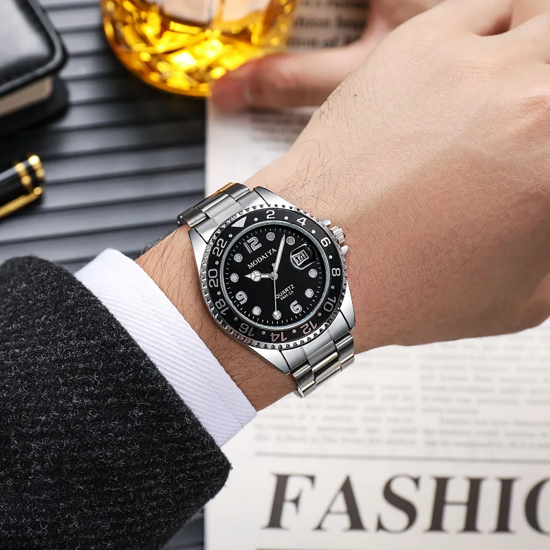 Luxury Men Business Watches Fashion Silicone Band Calendar Quartz Watch Steel Wristwatch for Male Clock Reloj Hombre
