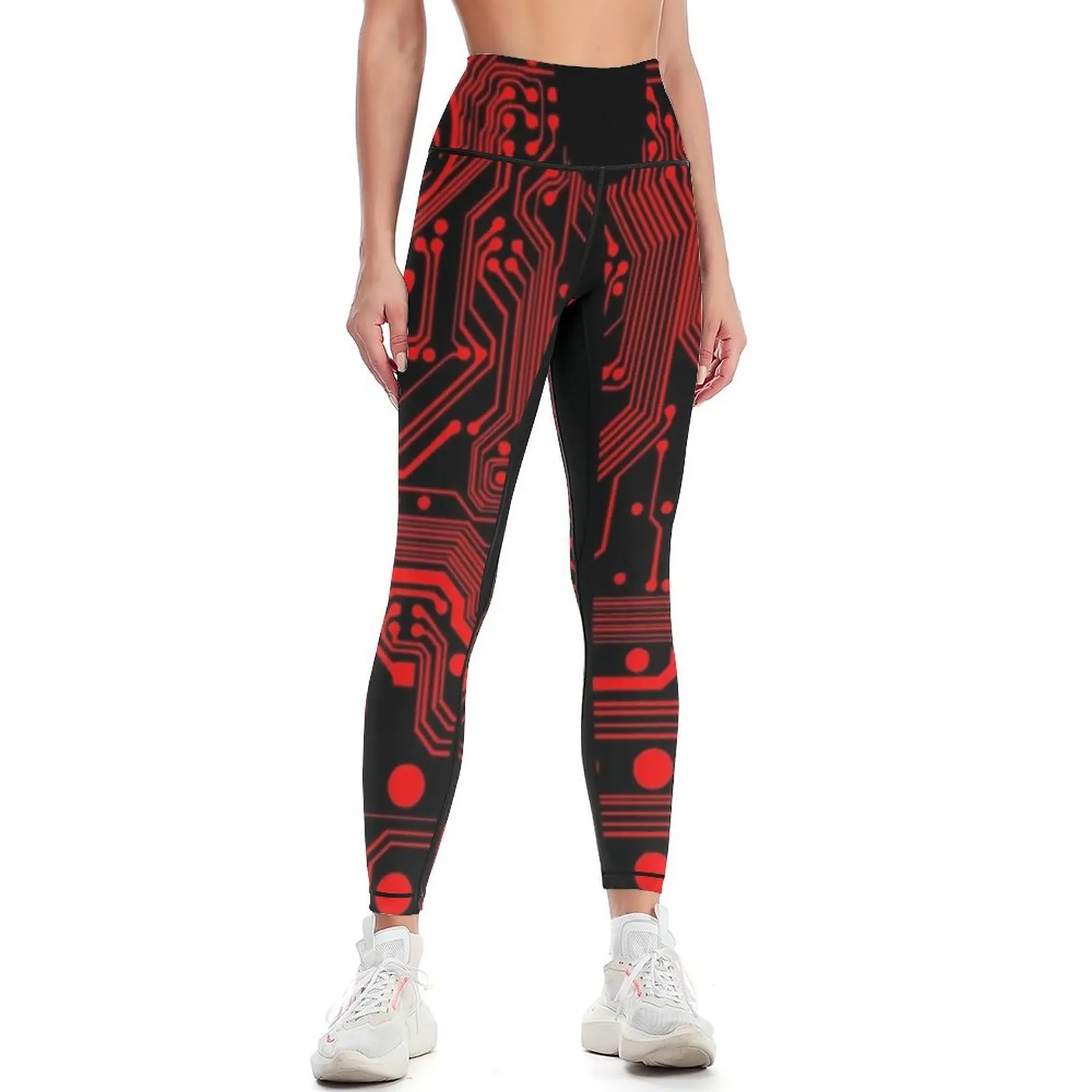 Red Biohazard (Cybergoth) Leggings Clothing fitness Women's high waist sports tennis for Women's sports pants Womens Leggings