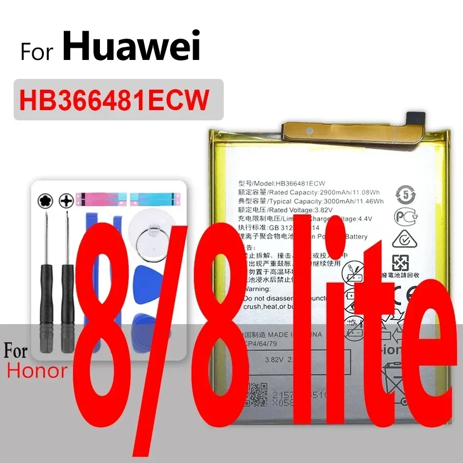 Battery For Huawei Ascend, G9, P8, P9, P10, P20, P30 Pro, Nova Lite Plus, for Honor 8, 9, 9i, 5C, 7C, 7A, 7S, 7X, Y6 II, GT3