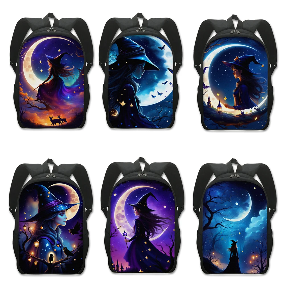 Cute Witch Moon Backpack Fantasy Starry Sky Women Rucksack Children School Bags for Teenager Girl Daypack Travel Laptop Book Bag