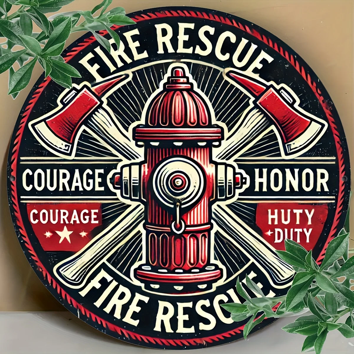 Rundes Metallschild „Vintage Fire Rescue“, perfekt für Zuhause, Bar, Café, Garage, Bauernhaus-Dekoration, perfekt für Raumdekoration