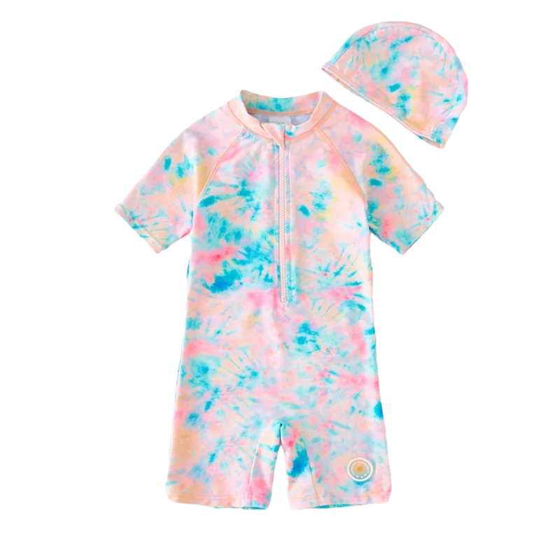 Baby Girl Swimsuit 2023 New Bathing Suit Kids UPF50 Anti UV Swimwear for Girls One-Piece with Cap Toddler Beach Swimming Wear