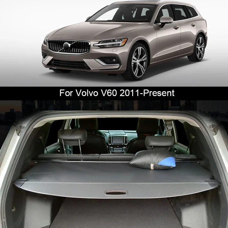 

For Volvo V60 2011-2025 Car Rear Trunk Curtain Cover Rear Rack Partition Shelter Canvas Storage Internal Auto Accessories