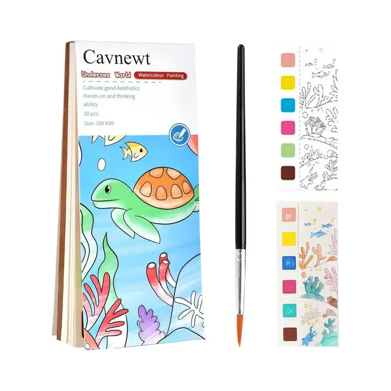 

Watercolor Workbook Kids Water Color Book With Brush Pens Sketchbook Supplies Drawing Pad Small Summer Activities For Toddler