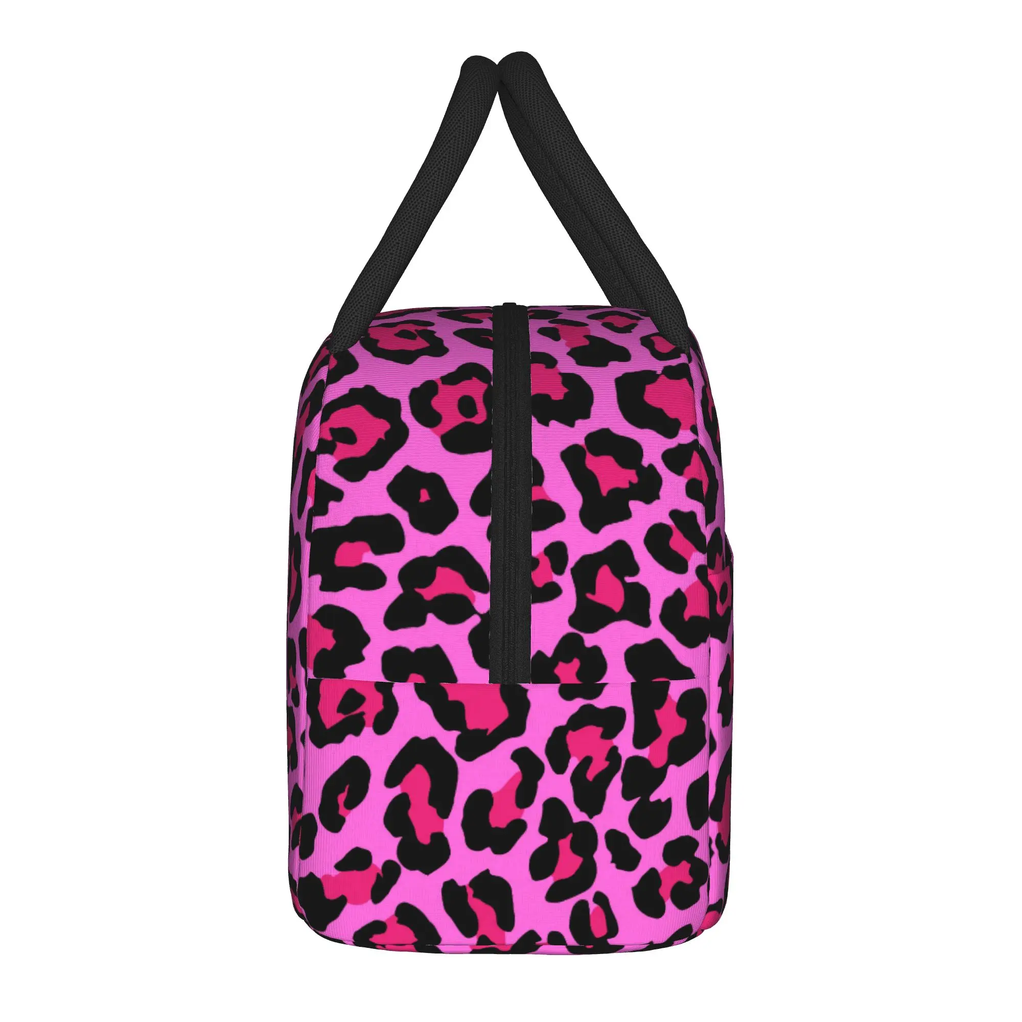 Pink Leopard Print Insulated Lunch Bags Cooler Bag Reusable,Lunch Container Camouflage High Capacity Lunch Box Tote Work  Picnic