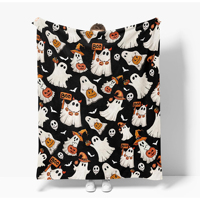 Spooky Halloween Blanket: Ghosts, Pumpkins, and Boo Signs! Flannel blanket, soft and comfortable, gift