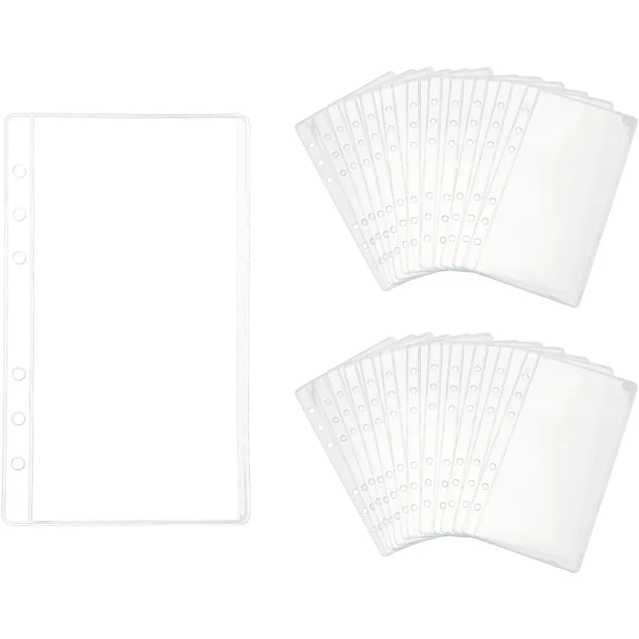 

24 шт. карманы для папок формата А6, прозрачные конверты для денег без молнии, бюджетный чехол для папок, вставки, рукава, защитные листы для 6 кольцевых папок или