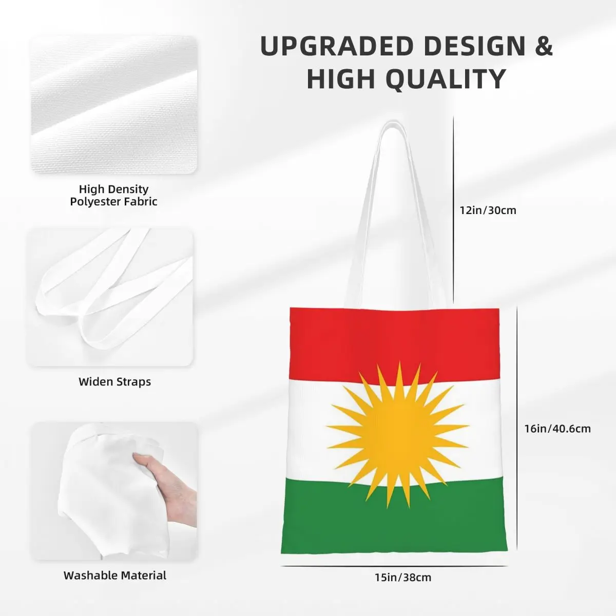 Koerdistan Koerdische Vlag Boodschappentassen Meisjes Canvas De Tote Bag Opvouwbare Dames Schouder Tote Reishandtas