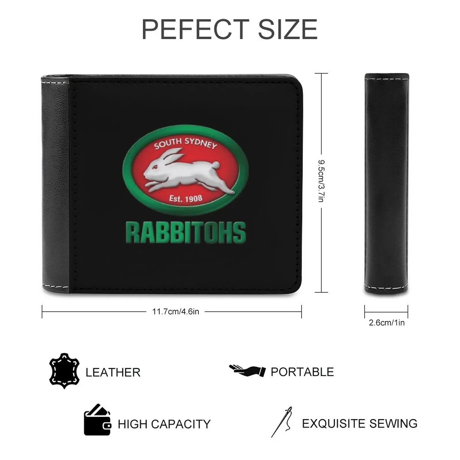 The Rabbitohs Men'S Wallet Leisure Travel Lightweight Portable Wallets Short Style Male Purse South Sydney Sydney Rabbitohs