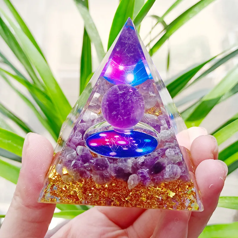 New colorful six-pointed star rune pyramid purple gold ball personalized fashion table ornament pyramid