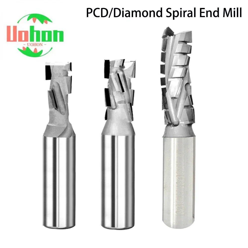 

Diamond Spiral Milling Cutter PCD Corn End Mill Engraving Slotting CNC Tool for Silicate Board Anti-Bite MDF Solid Wood