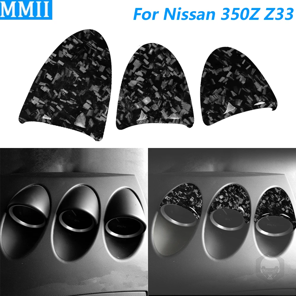 For Nissan 350Z Z33 2003-2009 Real Forged Carbon Fiber Central Control Dashboard Gauge Pod Pointer Cover Sticker Car Accessories