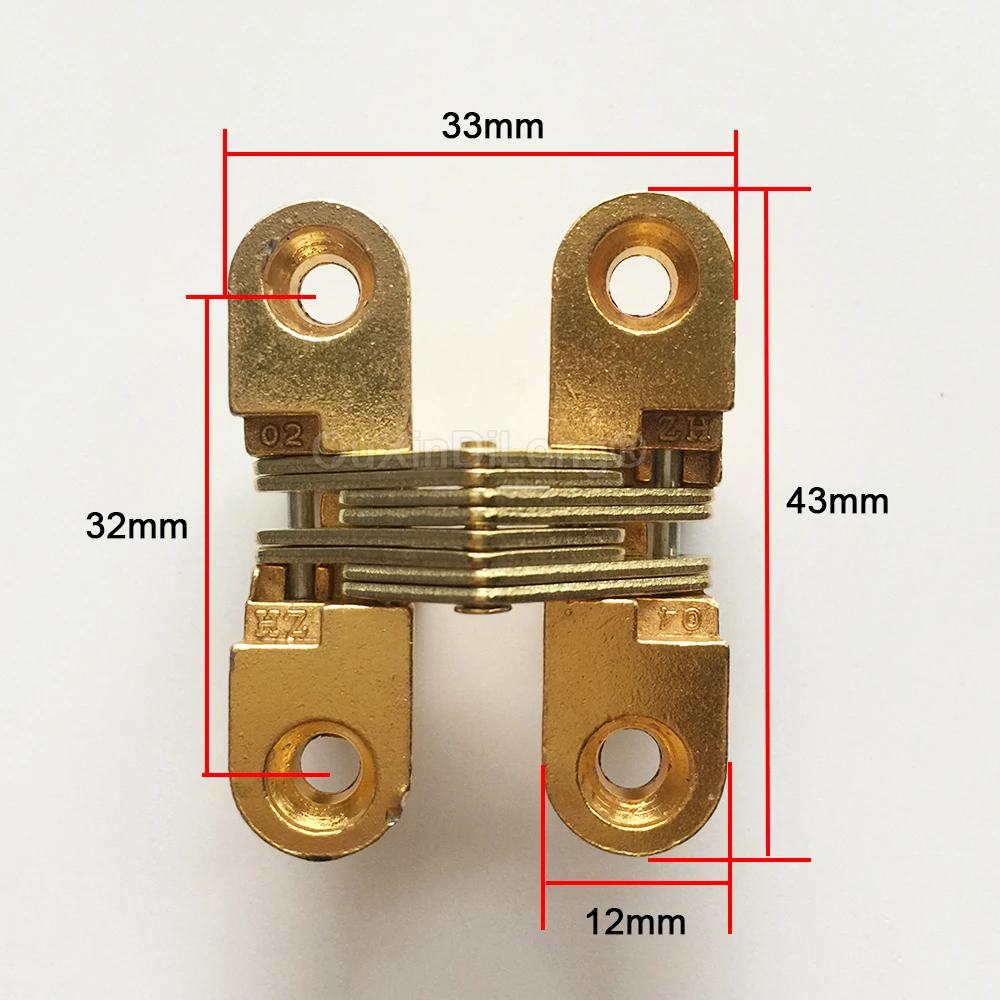 4PCS Small Hidden Hinges Invisible Concealed Cross Table Hinge 180Degree W Screw For Folding Door/Cabinet Furniture DIY GF1447