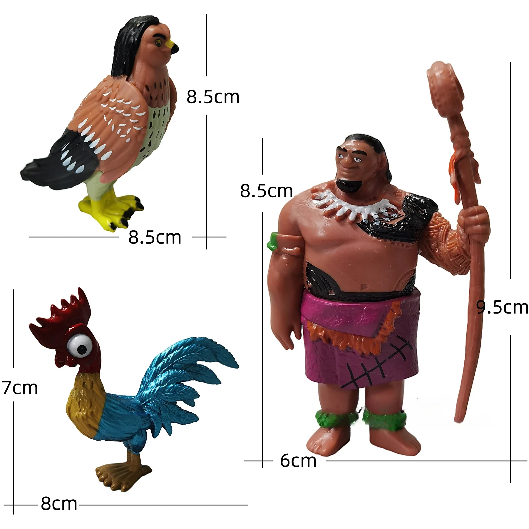 Ocean Wonderland 2 Moana Princess Legend, Vaiana, Maui Chief, Tui, Tala, Heihei Pua Anime Figure, Modèle d'ornement, Jouet pour enfants, Cadeau, Lot de 6 pièces