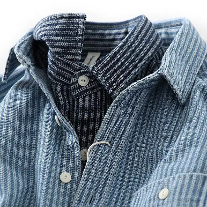 Men's White Stripe Western Snap Shirt Long Sleeve Loose Fit Polyester Pocket Detail No Brand Spring Summer Casual Shirt