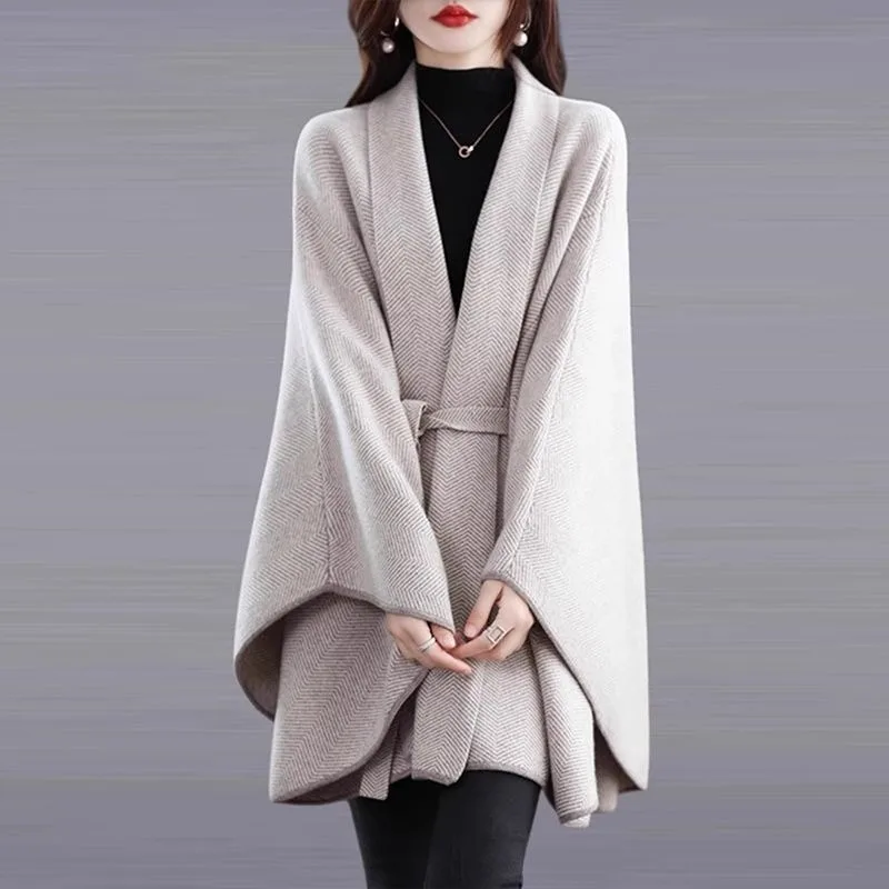 New Spring Autumn Sweater Loose Knitted Sweater Trench Coat Cardigan Winter Outerwear Tops Women's Clothing Cape Shawl Coat