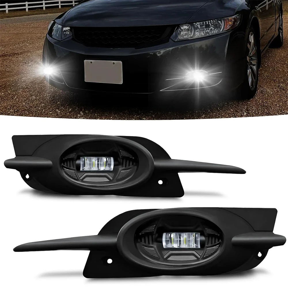 

LED Fog Light For Honda Civic Coupe 2DR 2009-2011 Front Bumer Driving Fog Lamp Assembly Replacement With Switch & Wiring Harness
