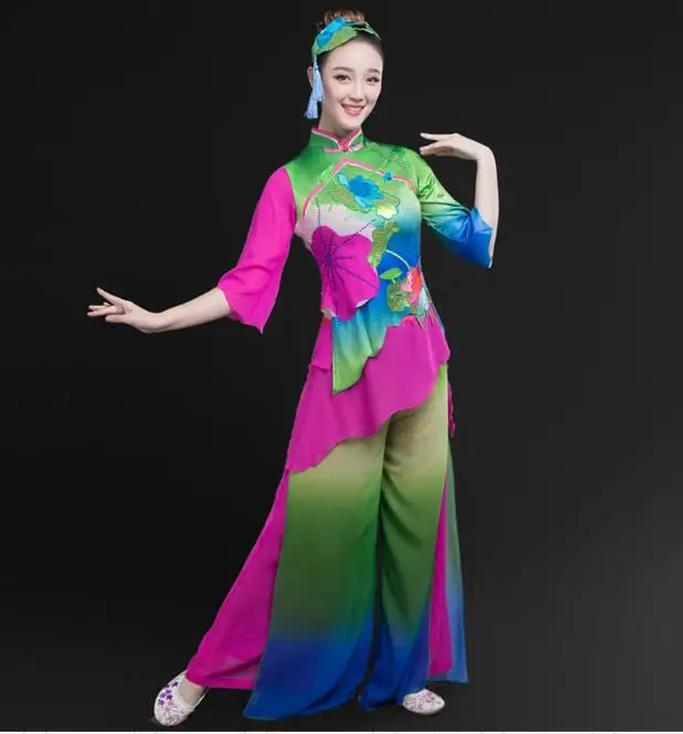 

Chinese Folk Dance Women Classical Stage Performance Vintage Yangko Tradition chinese dance costume carnival costume women