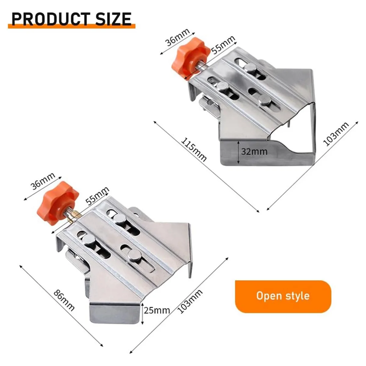 다목적 스테인리스 스틸 90 도 코너 클램프, T자형 직각 클램핑, 2 개