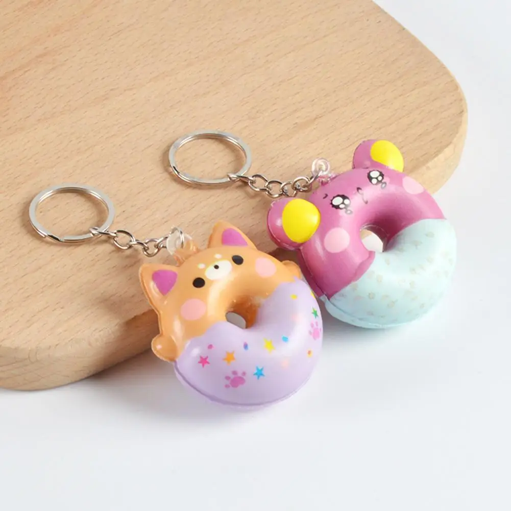 Stress Reliever Lightweight Doughnut Squeeze Keychain Backpack Supplies