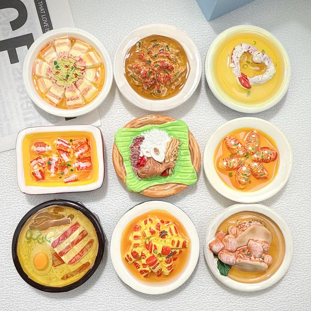 Resin Big Fake Food Dishes Flatback Cabochon Charms DIY Embellishments Craft Supplies for Phone Case Shoes Decor Accessories