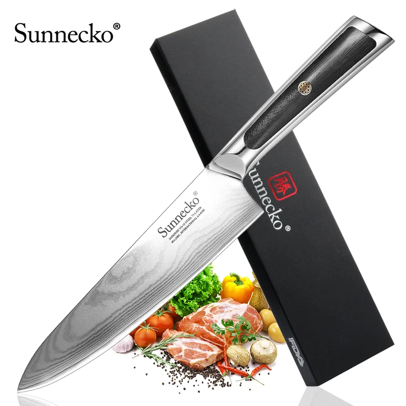 Sunnecko Pro Chef Damascus Steel Kitchen Knife VG10 Core 73 Layers Slicing Splitting Peeling Meat Fish Fruit Cooking Acessory