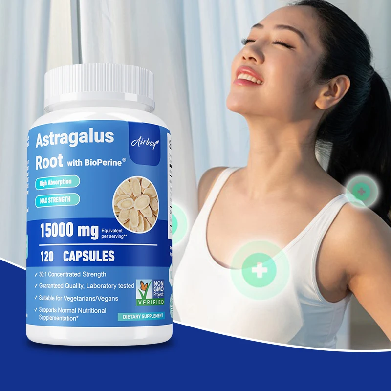 Astragalus Root Capsules 15000mg - Immune System Support, Boosts Cell Production, Increases Energy Levels