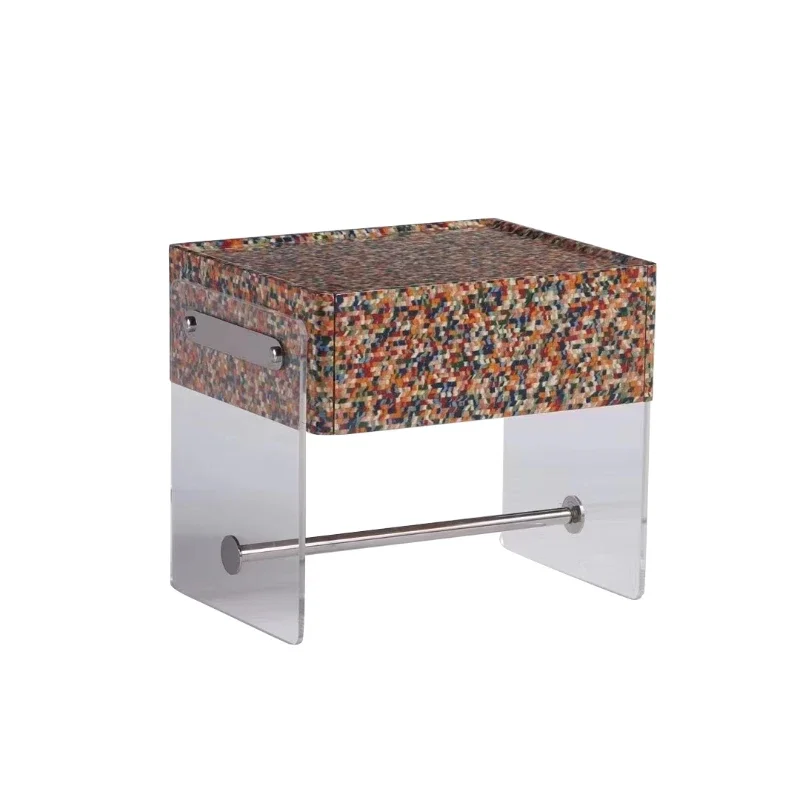 Bedside table Light luxury simple modern high-end artistic acrylic storage cabinet Creative bedside storage cabinet Side cabinet