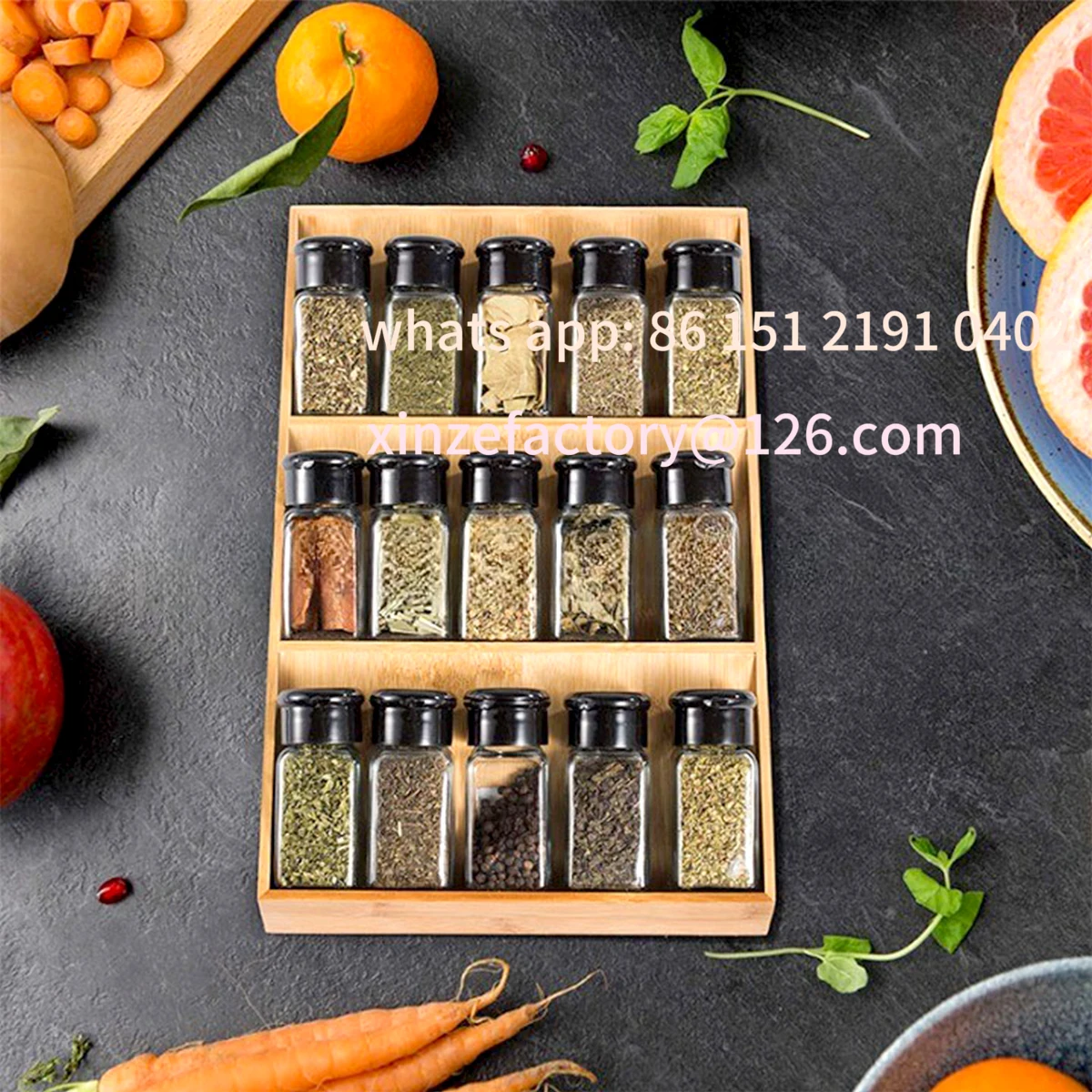 

Customizable Bamboo Drawer Spice Rack Storage Rack For Kitchen Counter,Shelves, Kitchen Organizer And Storage