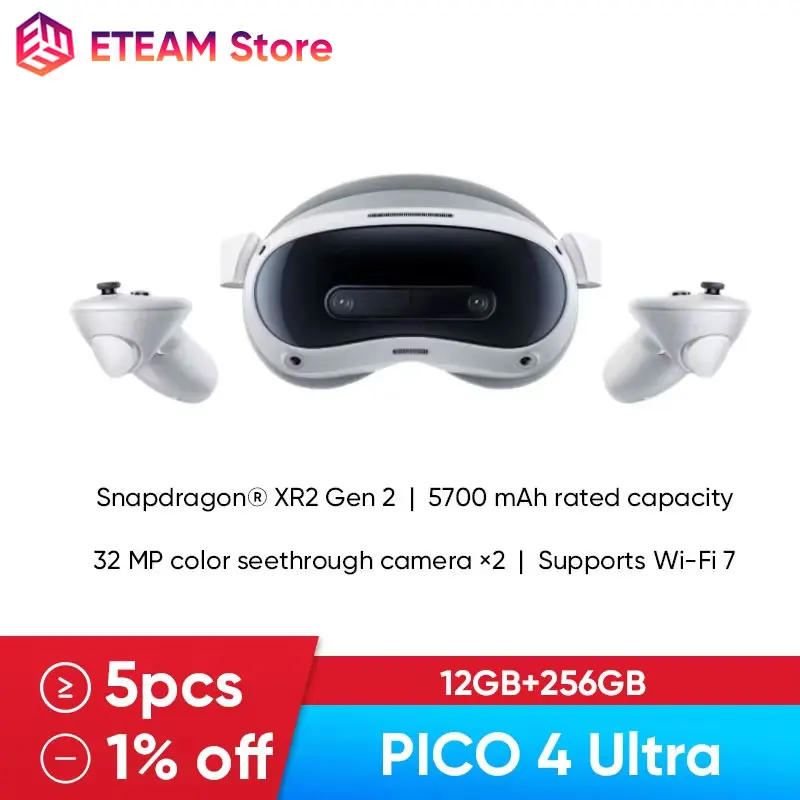 PICO 4 Ultra VR MR Headset 3D Wireless Mobile All-in-One VR Glasses 6DOF Virtual Reality 4K Display for Steam Games Mac Windows