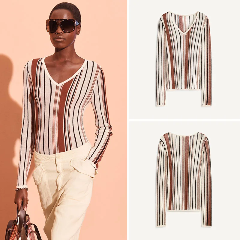 

Простой смешанный вязаный длинный пуловер Све V-Ne, женская футболка, Новое поступление, осенняя мода, элегантный удобный мягкий материал