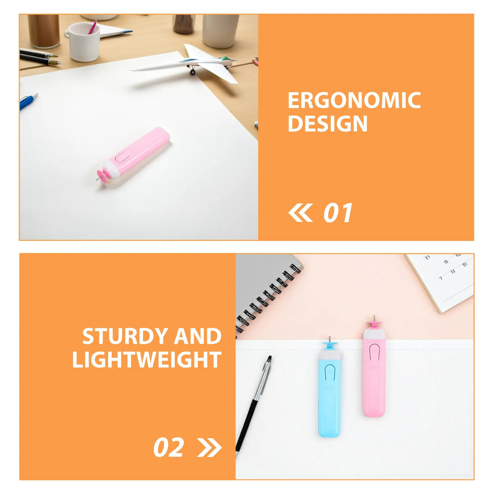 2Pcs Electric Quilling Pen Tool Set Precision Slotted Design Automatic Paper Rolling Tool for DIY Paper Craft Projects Quilling