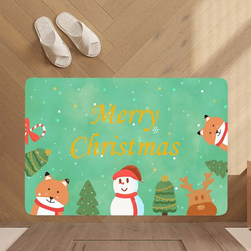 Christmas Themed Series Floor Mat Flange Carpet Soft Anti Slip Mat Living Room Bedroom Bathroom Entrance Universal Door Mat