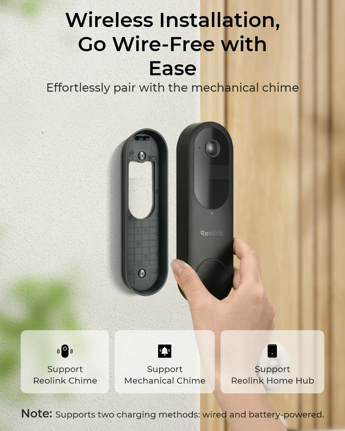 Reolink 2K Battery Video Doorbell 4MP WiFi Video Intercom Wired/Battery Power Door Bell Local Storage Encryption with Home Hub