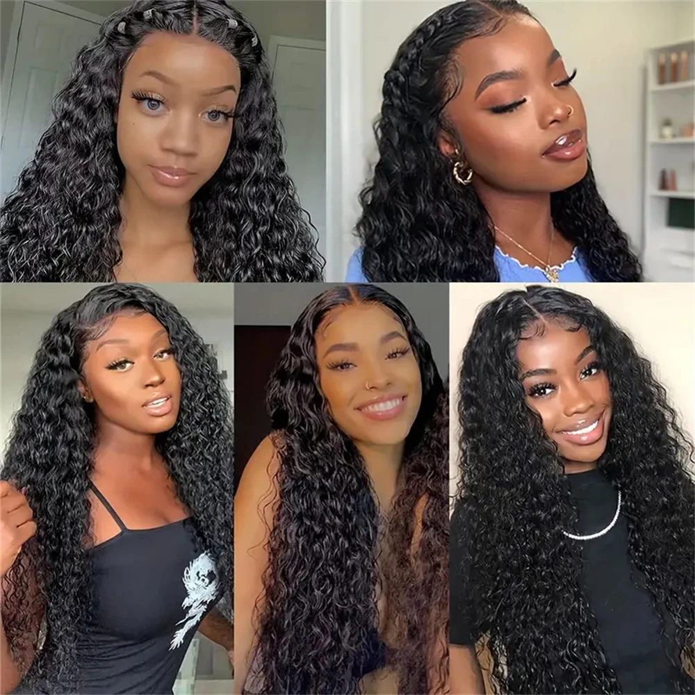 13x4 13x6 Hd Lace Frontal Wig Water Wave 200 Density Curly Human Hair Pre Plucked Lace Front Wigs For Women Brazilian Glueless