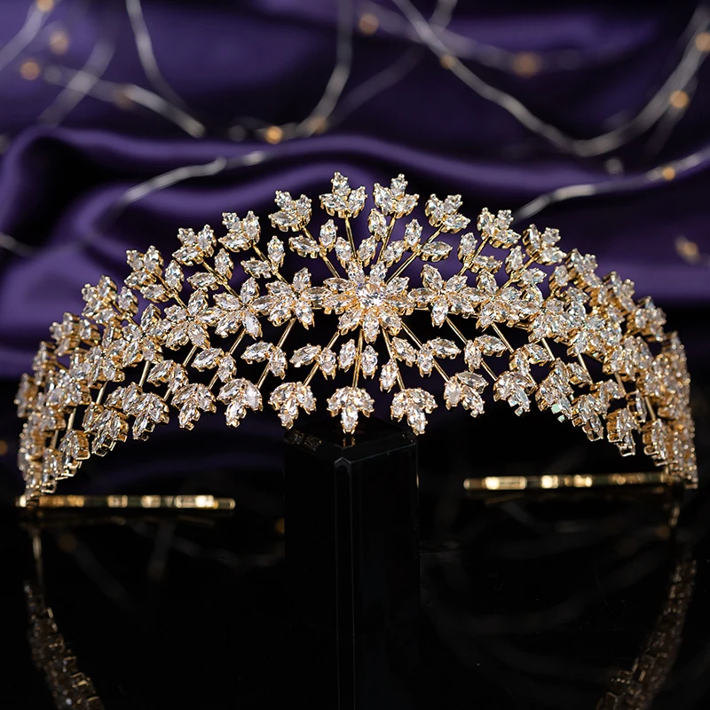 Tiaras and Crown HADIYANA Vintage Flower Shape Romantic Women Wedding Headband Get Engaged Corona Princess BC5759 Women Jewelry