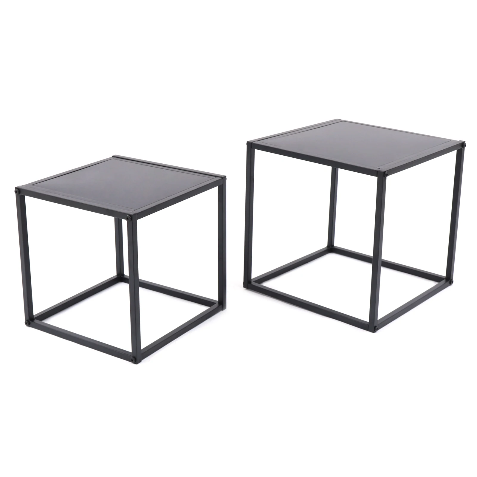 2PCS Modern Coffee Table Tray Table  Square Metal  Holder Black Anti-Rust And Waterproof Outdoor & Indoor for Home, Office