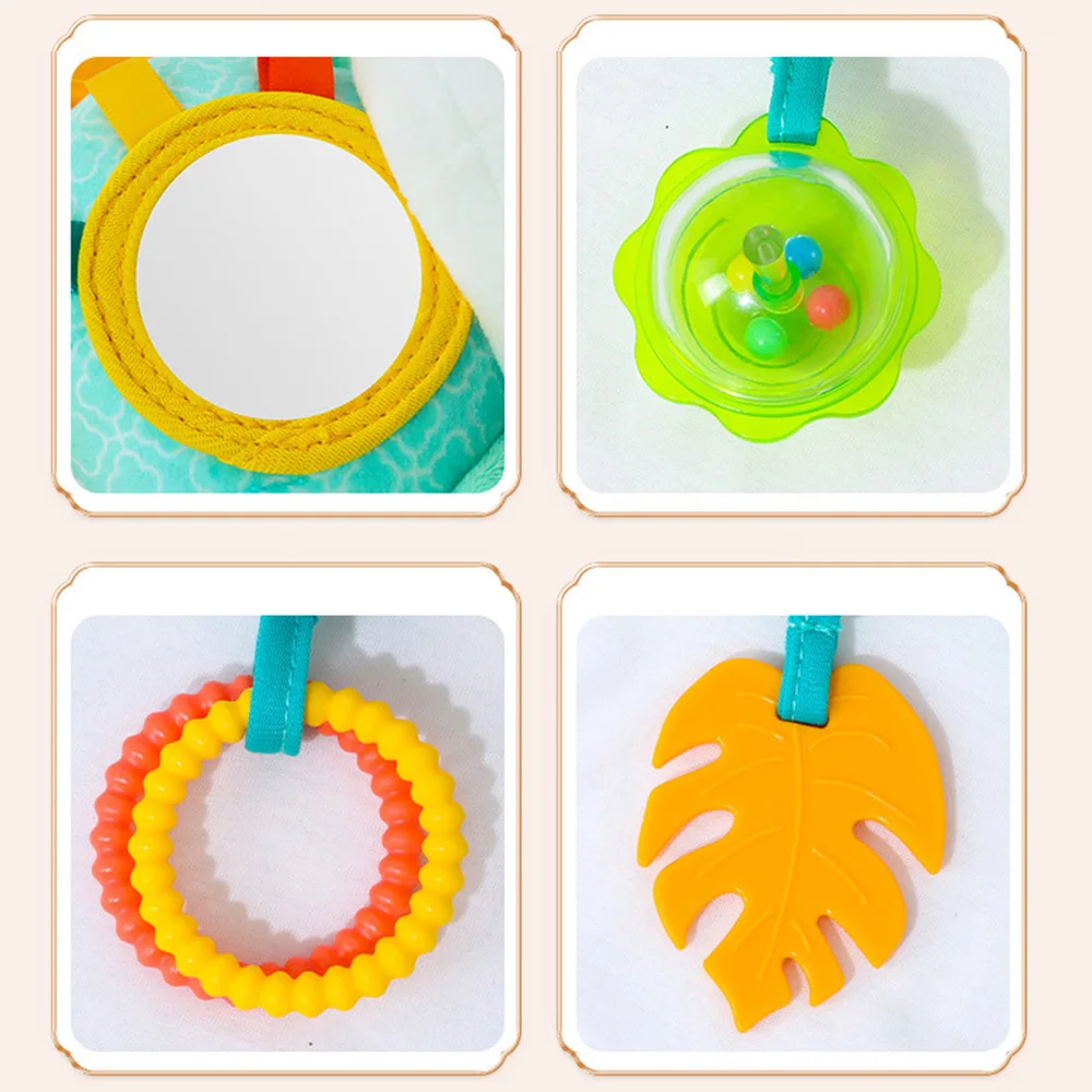 รถเด็กที่นั่งของเล่นเด็กแขวนของเล่นรถเข็นเด็ก Crib GYM หรือ CarSeat พร้อม Teether Rattle & Tummy Time Mirror Sensory ของเล่นของขวัญ