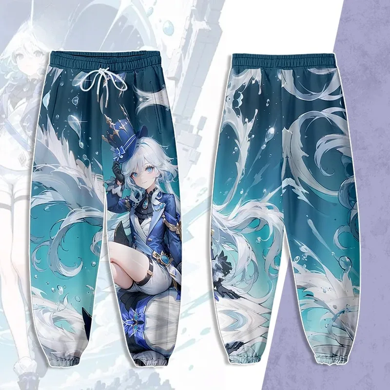 Hot Game Genshin Impact Furina Focalors Cosplay Costumes 3D Print Joggers Pants Men/Women Casual Trousers Hip Hop Sweatpants