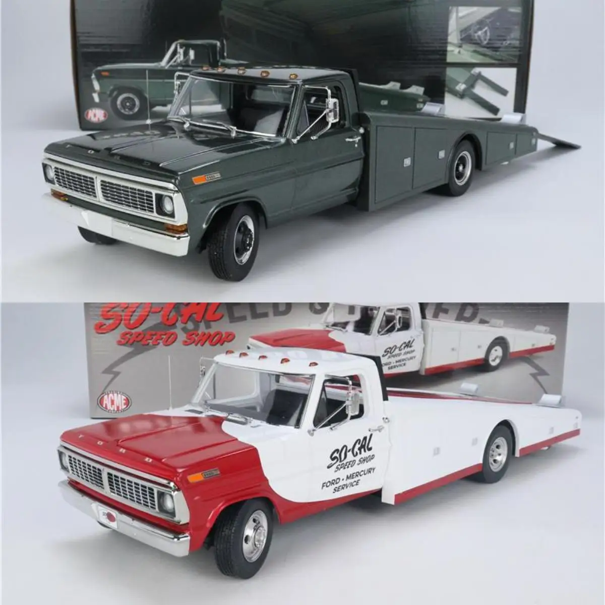 

ACME 1:18 F-350 Ramp Truck 1970 Simulation Limited Edition Alloy Static Car Model Toy Gift