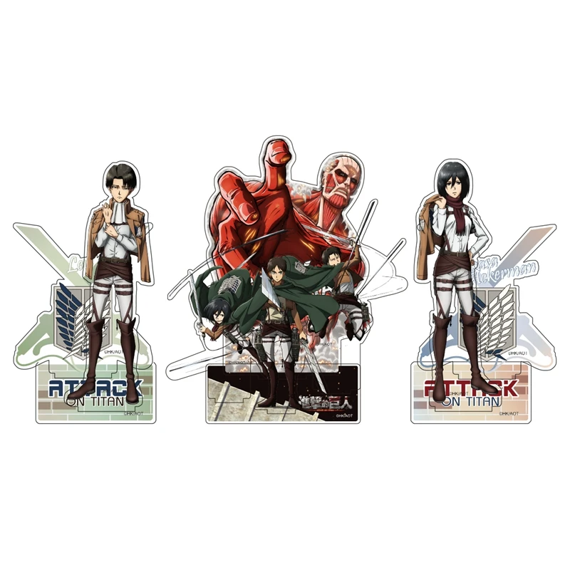 Ataque a los Titanes Levi Ackerman Mikasa·Ackerman Eren Jaeger Cosplay acrílico señal de pie figura de dibujos animados soporte adornar regalo de Navidad