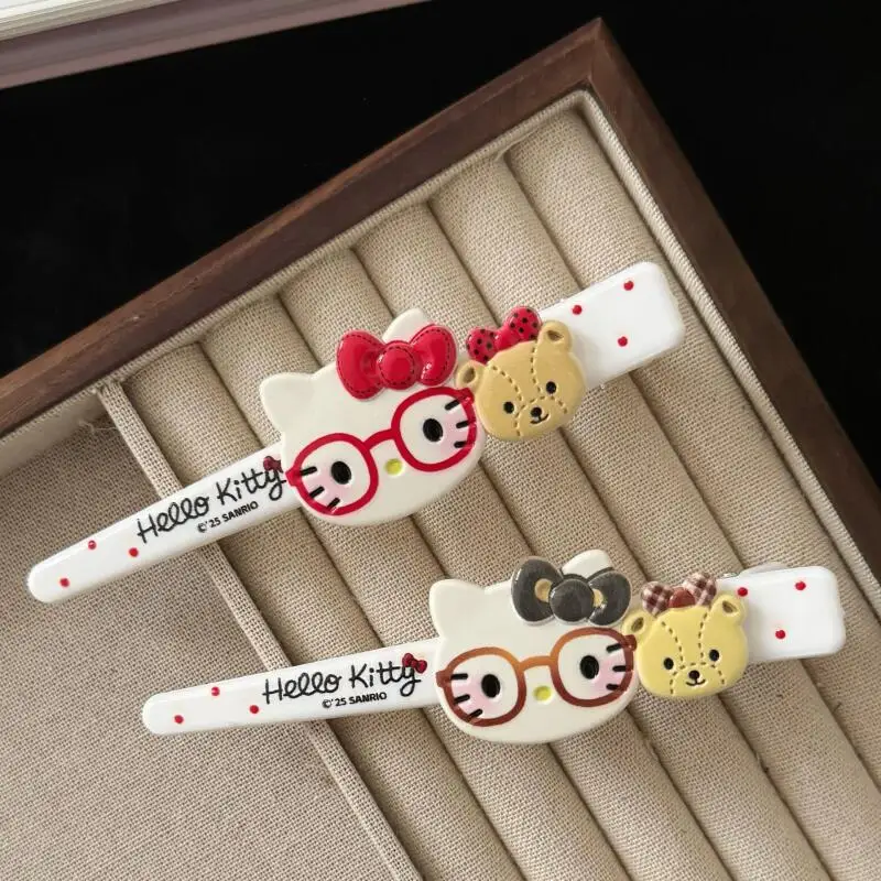 

Sanrio Kawaii заколка для волос «Hello Kitty» с рисунком крошечной челки, милая челка, боковой зажим, универсальный креативный головной убор, подарок на день рождения для девочек
