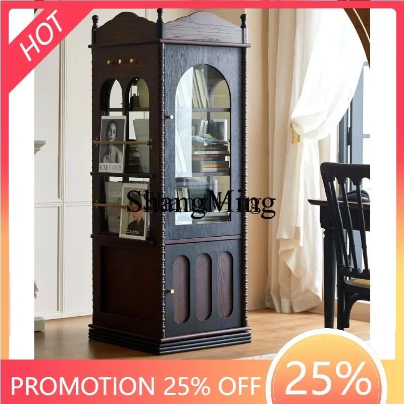 ZYY exquisite premium retro rotating storage cabinet with glass door corner magazine cabinet display cabinet